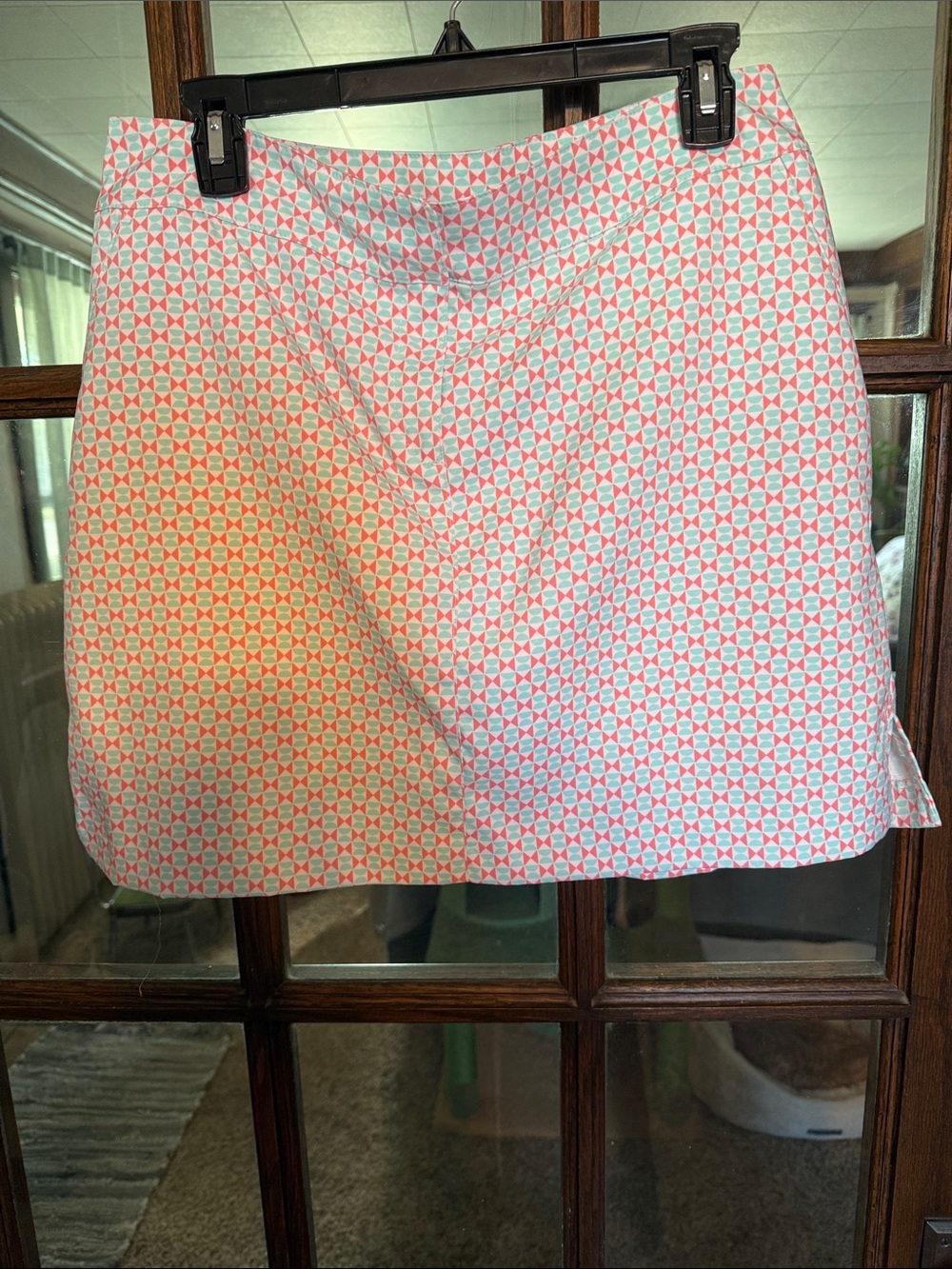 IZOD Golf Womens Pink Green Geometric Print Performance Skort 10 Country Club
